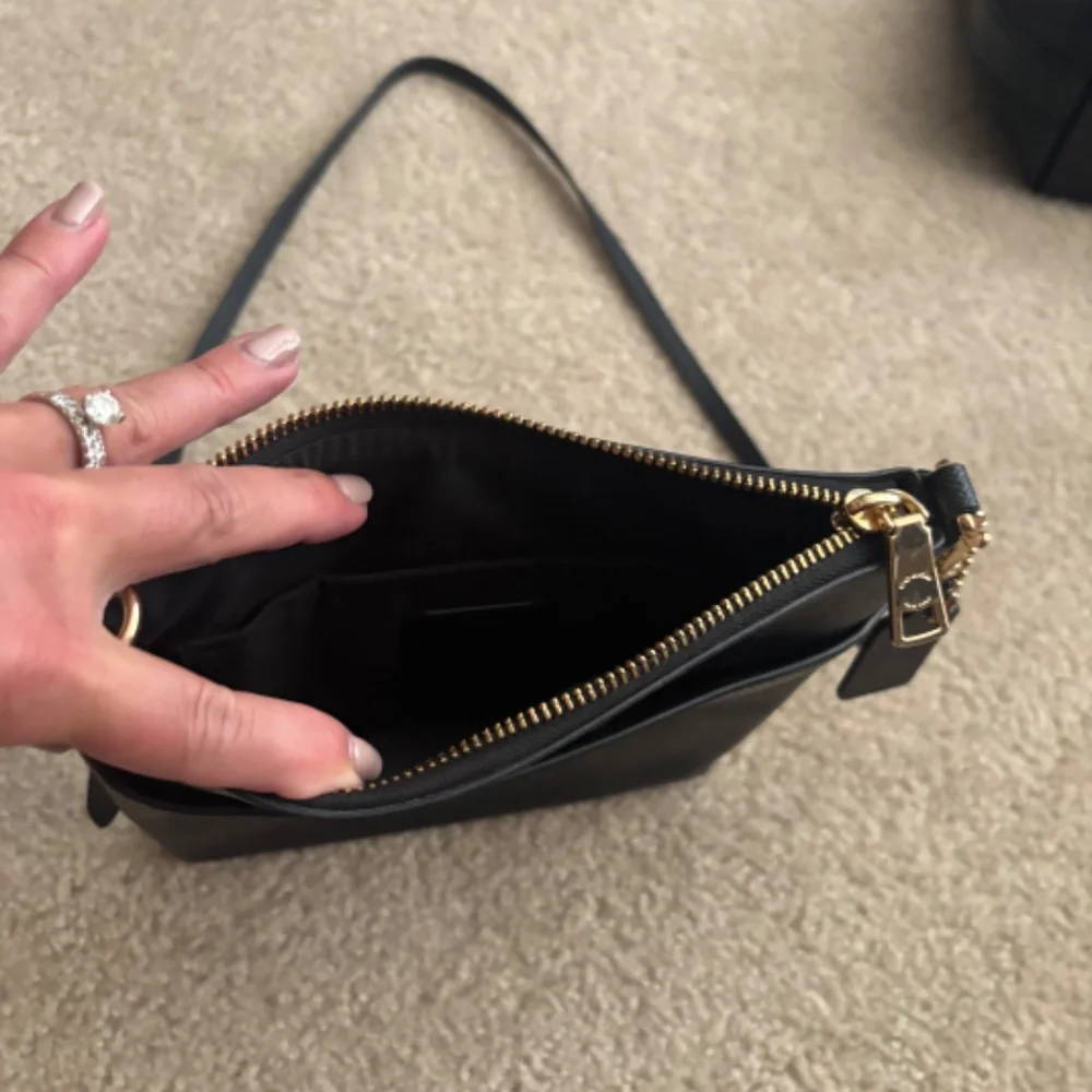 Coach Black Leather Crossbody Bag with Gold Logo